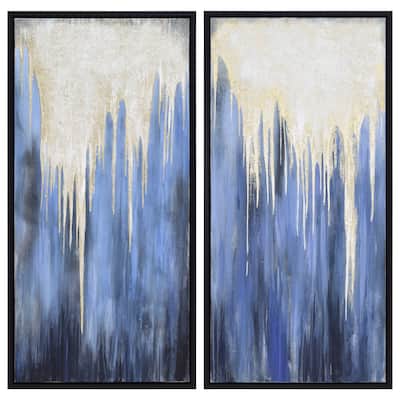 Snowy Drip 1&2 Textured Metallic Hand Painted Wall Art by Martin Edwards