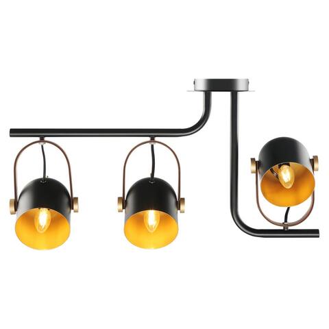 Modern Black Track Light with Rotating Heads Leather Metal Shape - 27.16 inch