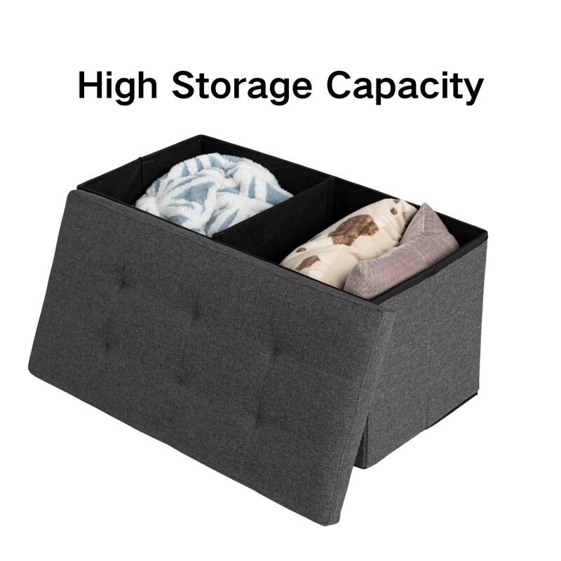 HomyLin Storage Ottoman Fabric Upholstered Tufted Foot Stool