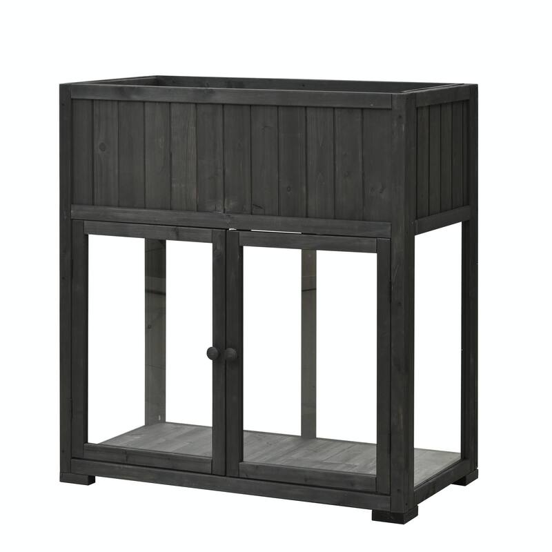 2-Door Mini Wood Cold Frame - Compact Garden Greenhouse with Wheels and Raised Bed Liner