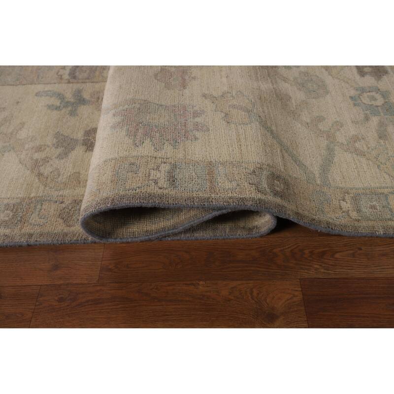 Vegetable Dye Oushak Turkish Floral Area Rug Handmade Wool Carpet - 9'6"x 11'8"