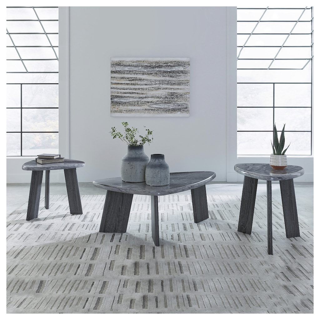 Signature Design by Ashley Bluebond Gray Table (Set of 3) - 52"W x 30"D x 19"H