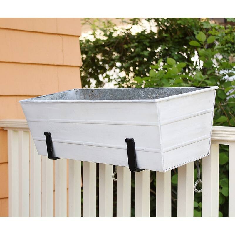 Achla Designs Medium Galvanized Steel Flower Box Planter, 24 Inch Wide