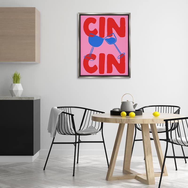 Stupell Bold Cin Cin Cheers Framed Floater Canvas Wall Art Design By House of Lulu