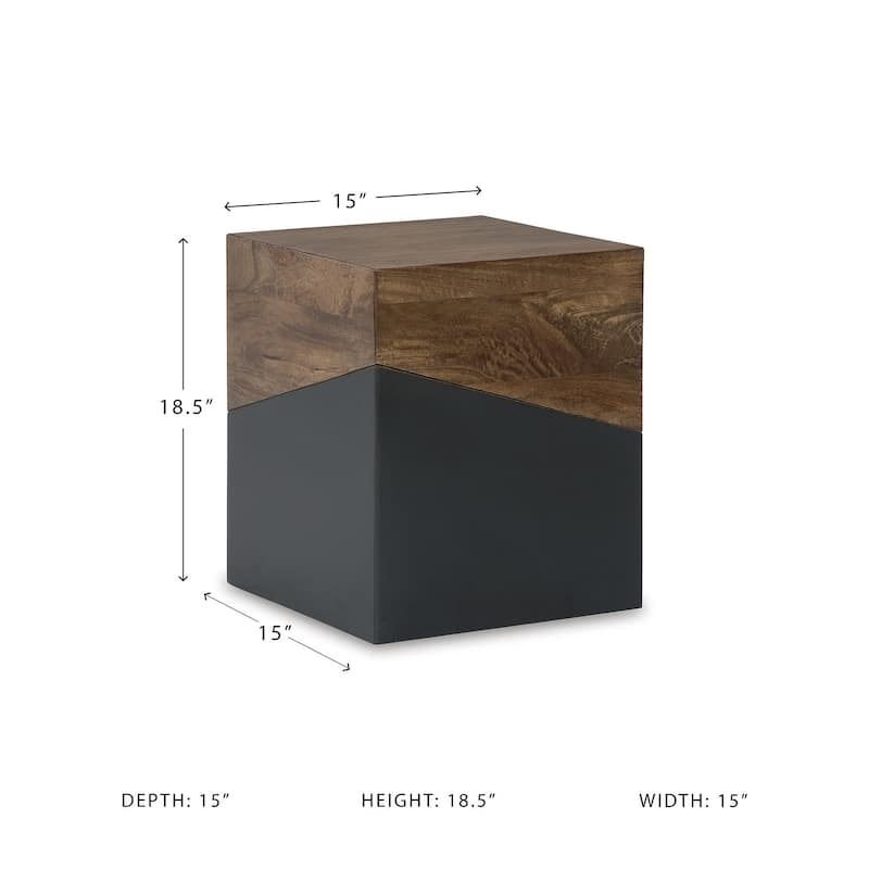 Trailbend Brown/Gunmetal Accent Table - 15"W x 15"D x 18"H