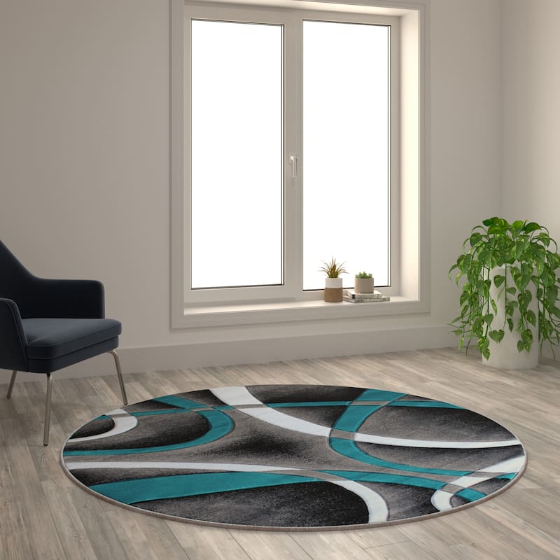 Modern Ribboned Design High-Low Pile Abstract Area Rug