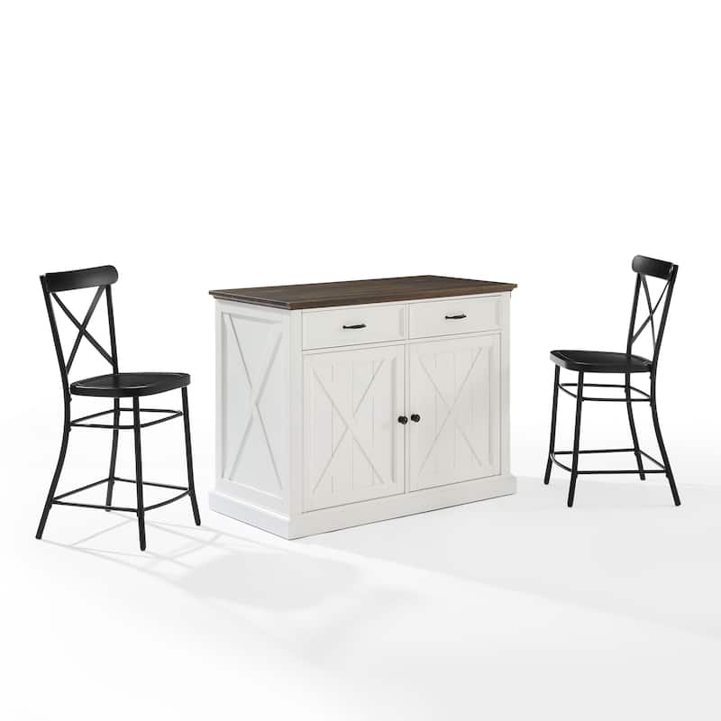 Crosley Clifton Kitchen Island W/Camille Stools - 50"d x 47.75"w x 36.25"h