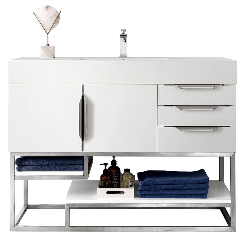 James Martin Vanities 983-V48-BN-GW Columbia 48" Free Standing Single - Glossy White - Painted