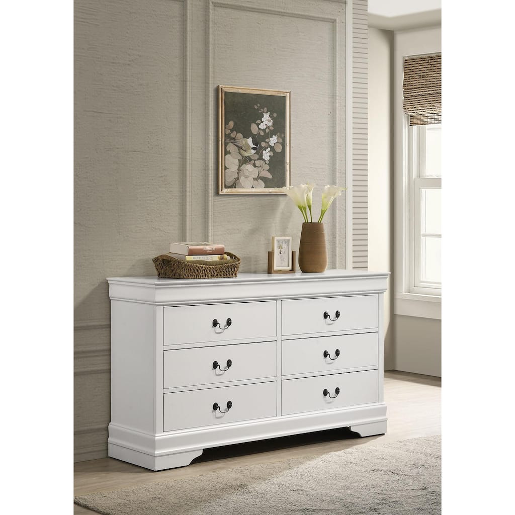 Louis Philippe 6-drawer Dresser White