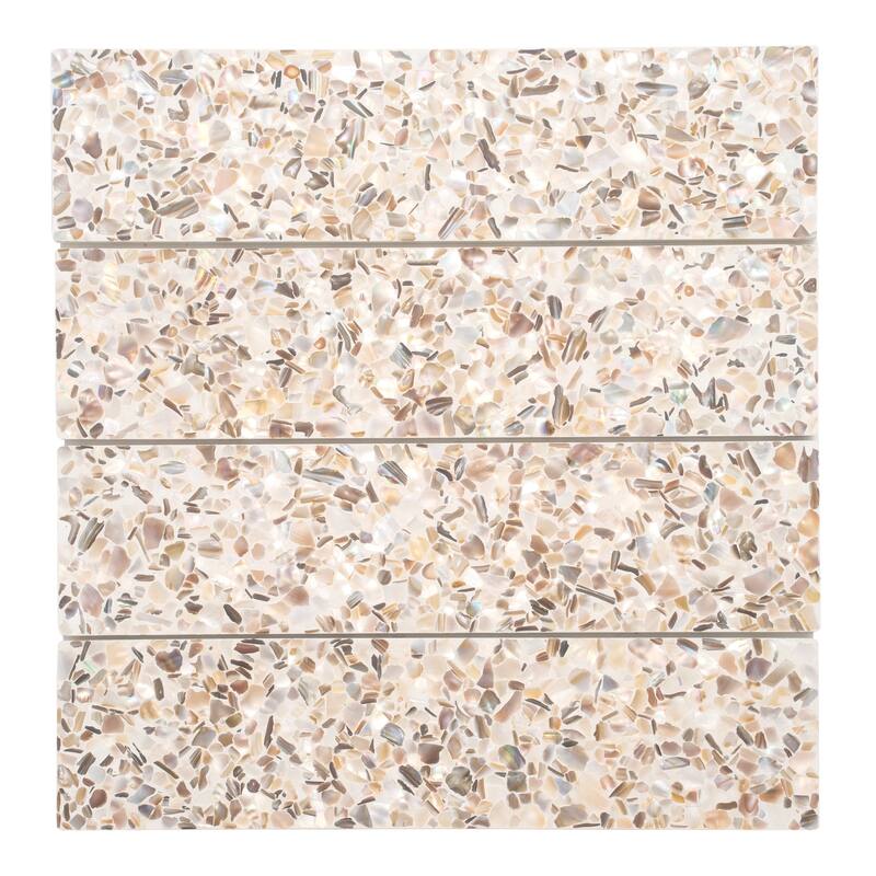 Amalfi 3x12 in. Glossy Shell, Terrazzo Elongated Subway Wall and Floor Tile (5 sq ft/case, 20-Pack)