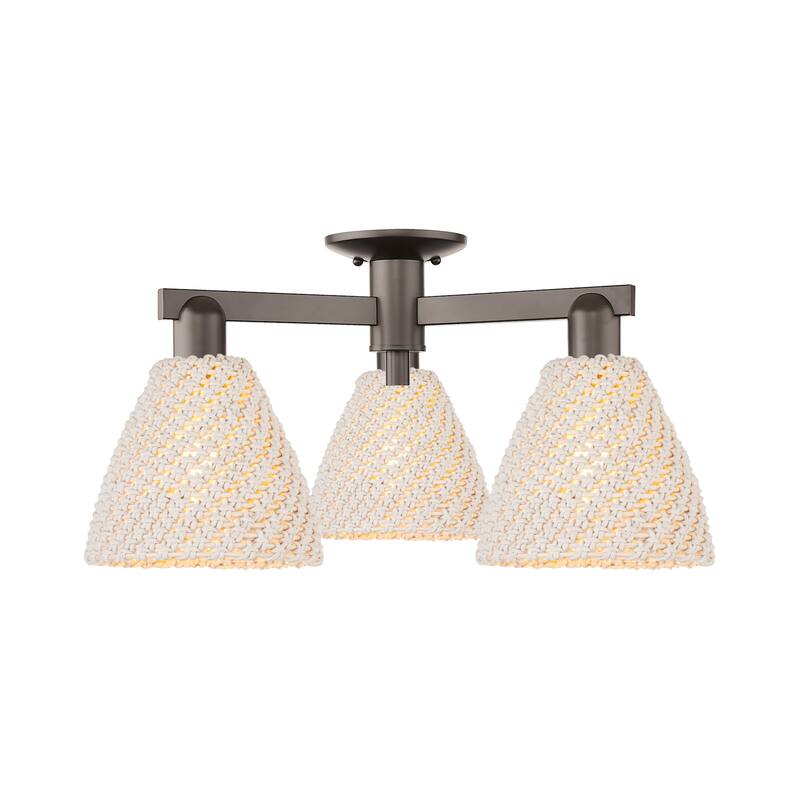 Innovations Lighting 716-3F-11-25 Natural Ballston Dome Semi-Flush - Oil Rubbed Bronze / Natural