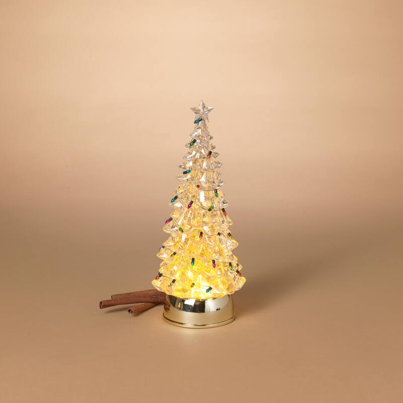 Festive 12.2 Inch Lighted Spinning Water Globe Tree