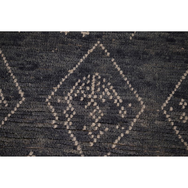 Blue & Gray Moroccan Area Rug Hand-Knotted Wool Carpet - 5'11"x 10'0"