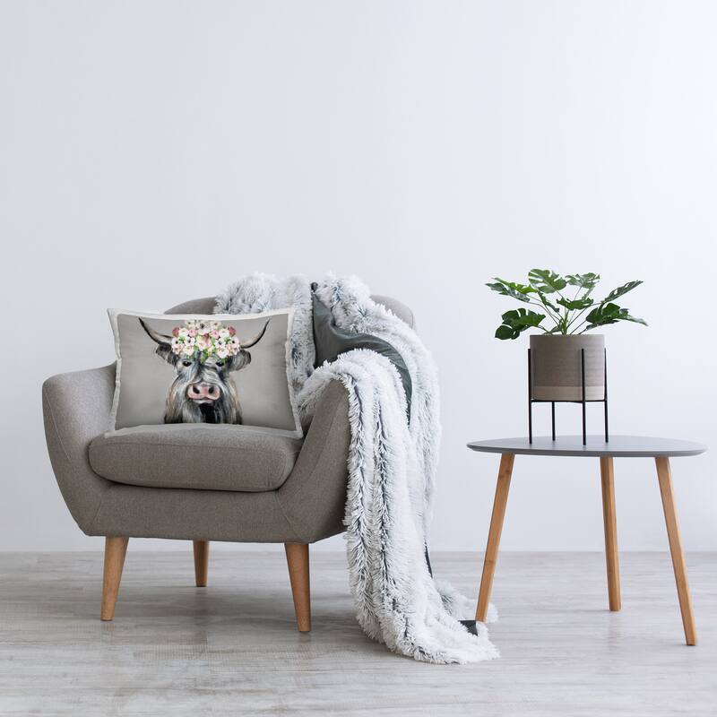 Stupell Shabby Chic Cattle with Garland Decorative Printed Throw Pillow Design by Tava Studios