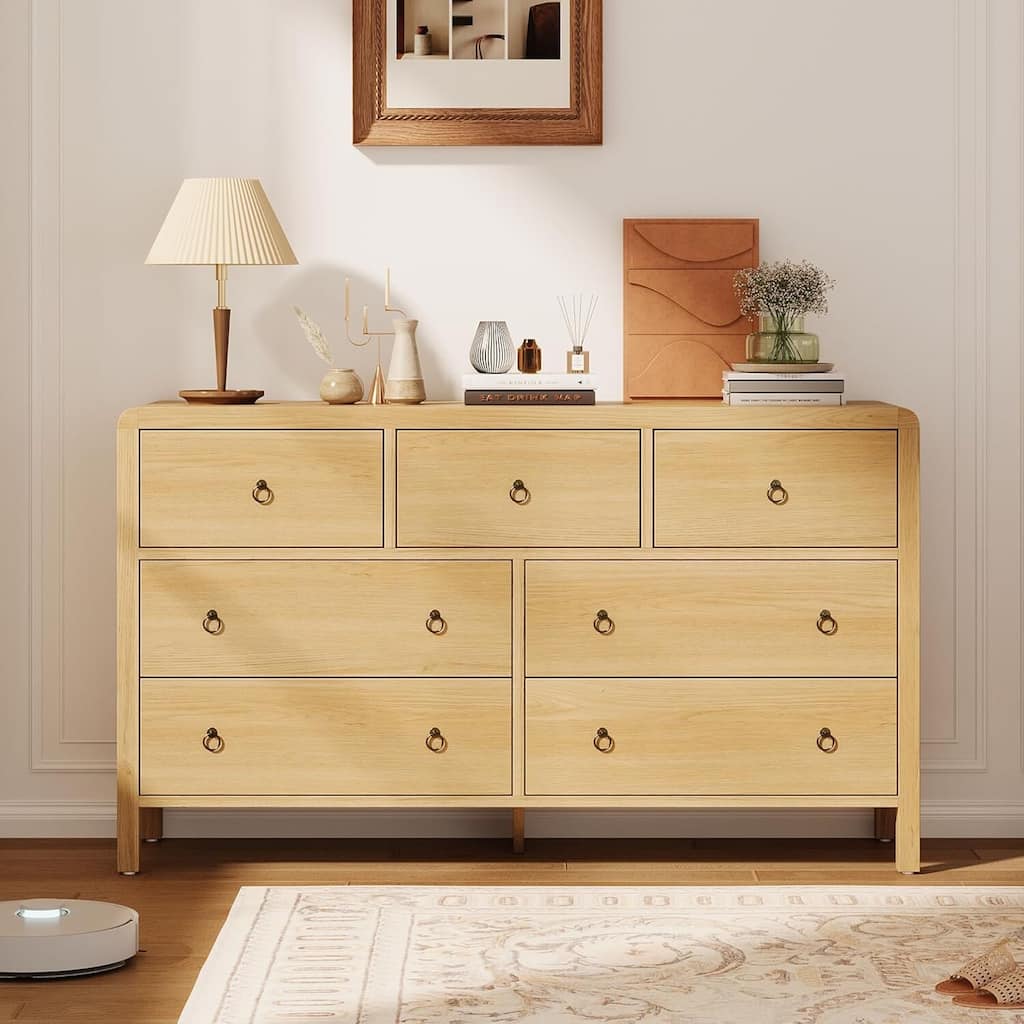 Modern 7 Drawer Dresser with Large Drawers for Bedroom, Living Room