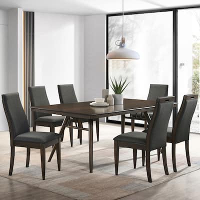 Wes Grey and Dark Walnut Rectangular Dining Table Set
