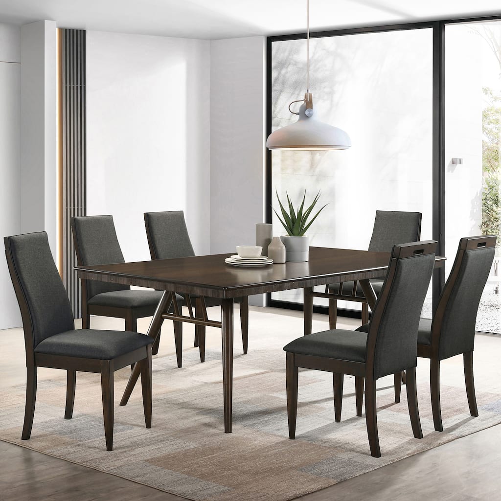 Wes Grey and Dark Walnut Rectangular Dining Table Set