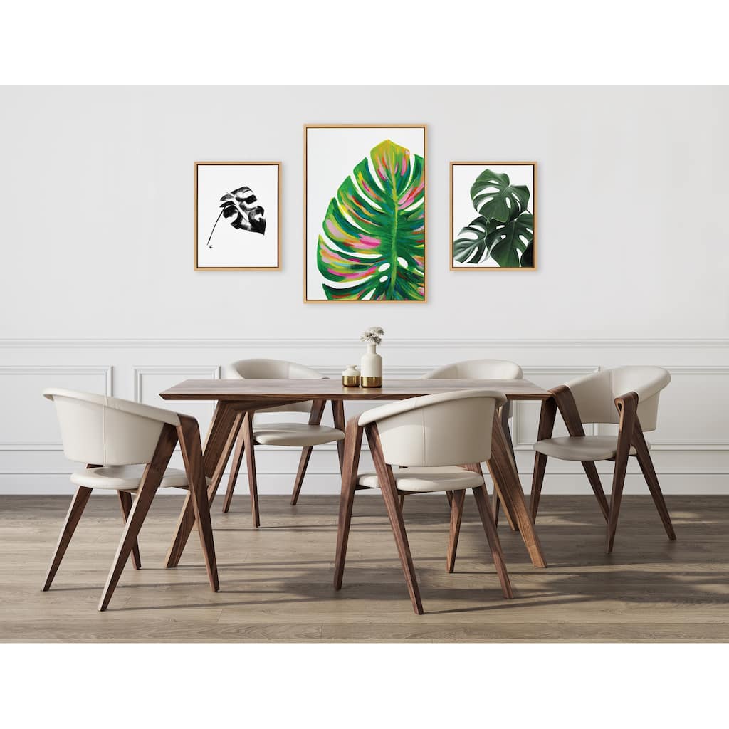 Kate and Laurel Sylvie Monstera Framed Canvas Art Set by Various Artists