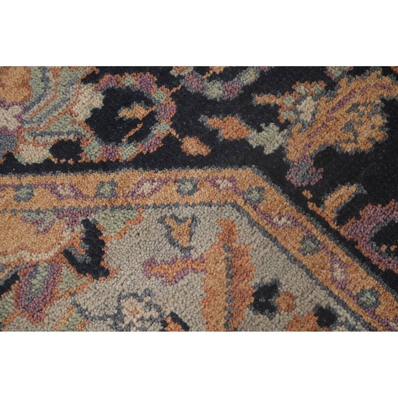 Light Blue Heriz Serapi Octagon Area Rug Wool Carpet - 5'11"x 5'11"