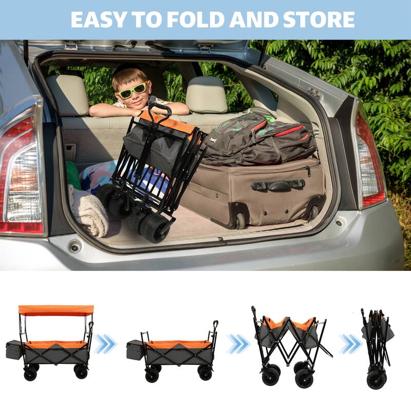 480lb Canopy Wagon with 7" Wheels - Lightweight Foldable for Camping