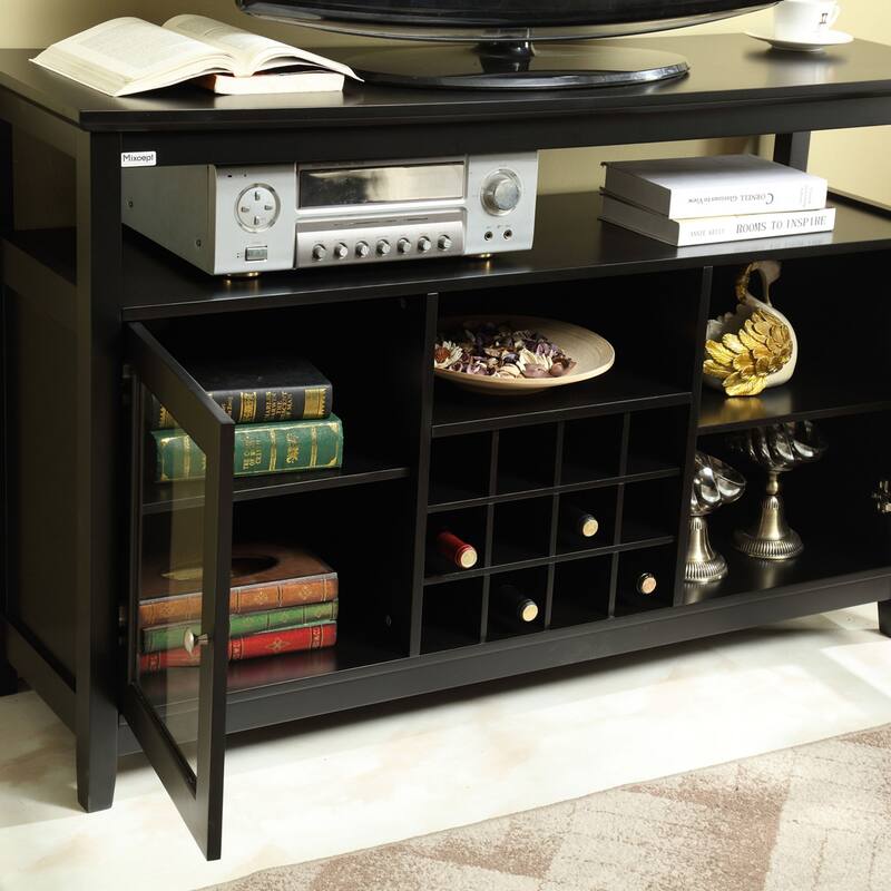 Farmhouse Wood Concise Buffet Table with Storage Shelf