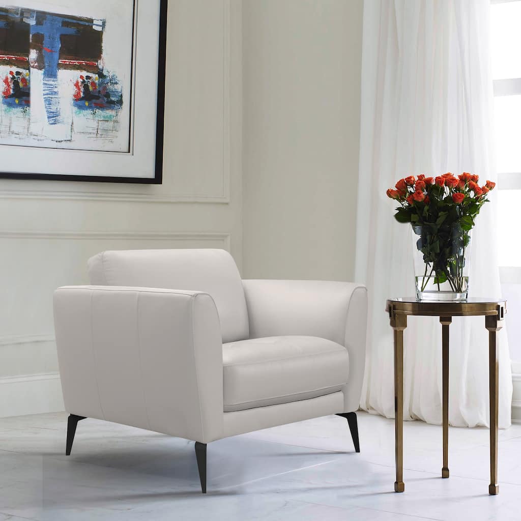 Armen Living Hope Contemporary Chair in Genuine Dove Grey Leather