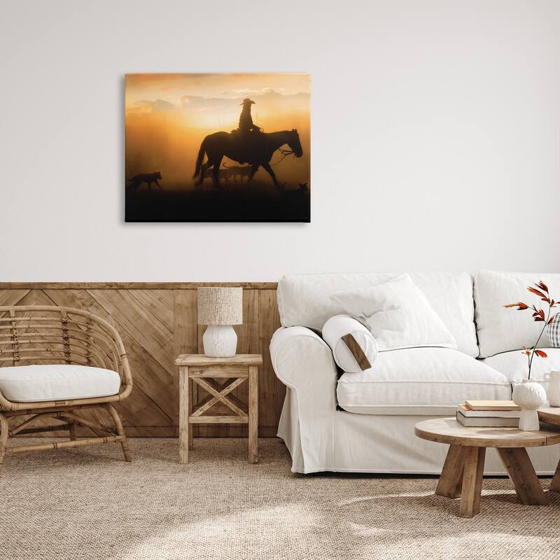 Stupell Western Horse at Sunset Canvas Wall Art Design by PBurchettePhoto