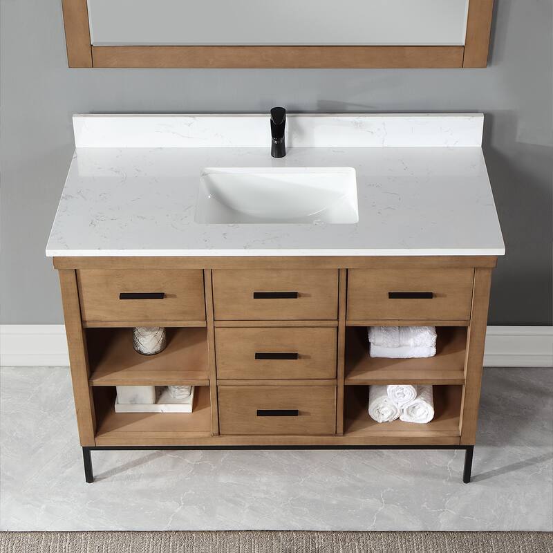 Altair Kesia Bathroom Vanity with Composite Stone Countertop with Mirror