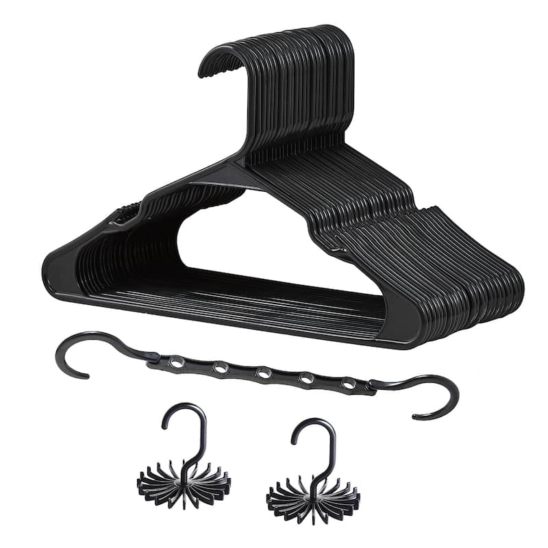 Javlergo 25/50 Pack Plastic Hanger, Space Saving Sturdy Heavy Duty Clothing Notched Hangers