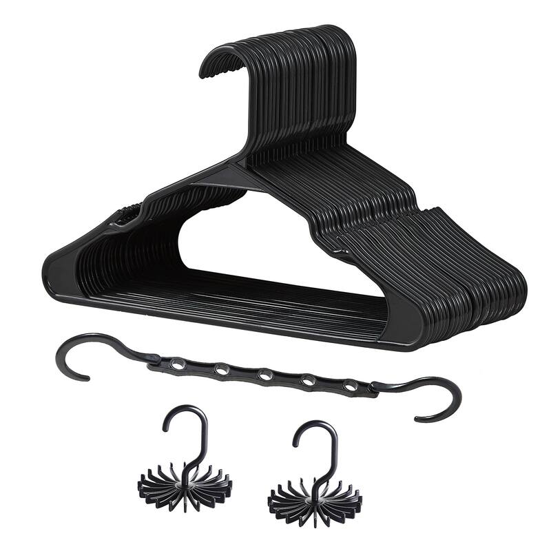 VECELO Plastic Adult Hangers Holds Up To 10 Lbs(25/50 Packs Option), Clothes Hangers - 25 Pack - Black