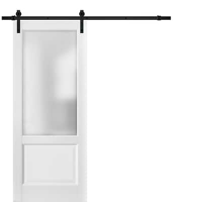 Sliding Barn Door Hardware / Lucia 22 White Frosted Opaque Glass
