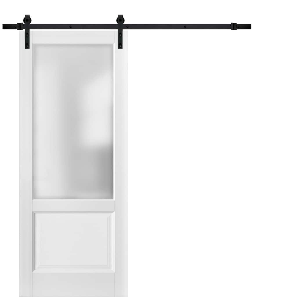 Sliding Barn Door Hardware / Lucia 22 White Frosted Opaque Glass