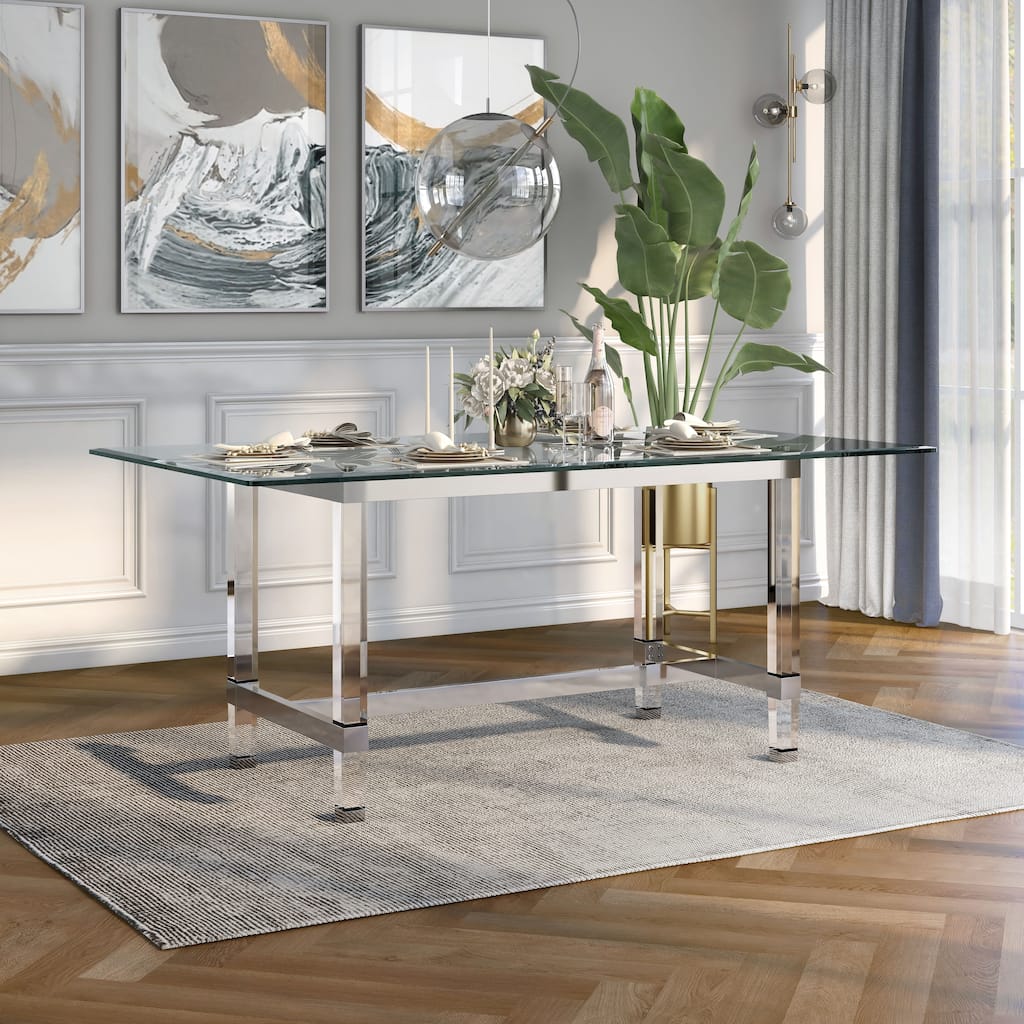 Silver Orchid Falconetti Acrylic and Glass 72-inch Dining Table