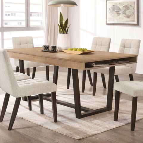 Furniture of America Castilla Medium Oak 71-in Storage Dining Table