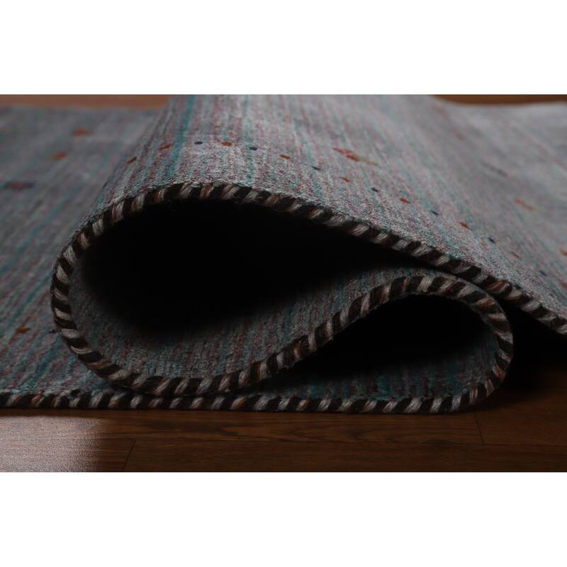 Hand Knotted Oriental 100% Wool Carpet Tribal Animal Pictorial Greys & Charcoal Gabbeh Area Rug - 5' 10'' X 3' 11''