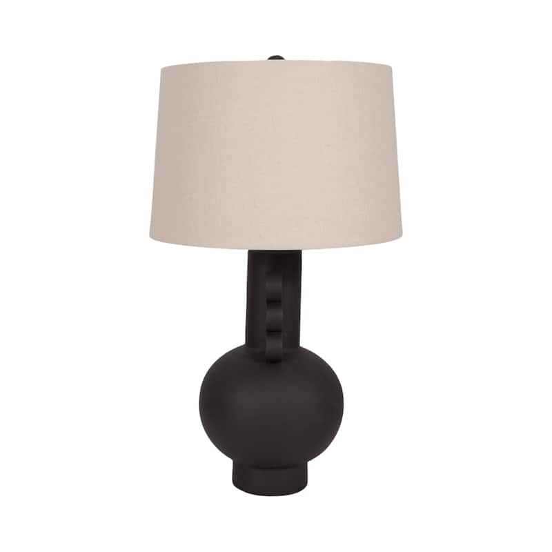 Sagebrook Home Ceramic Eared Totem Table Lamp, 30-inch, Chic Black Design - 17" x 17" x 30"