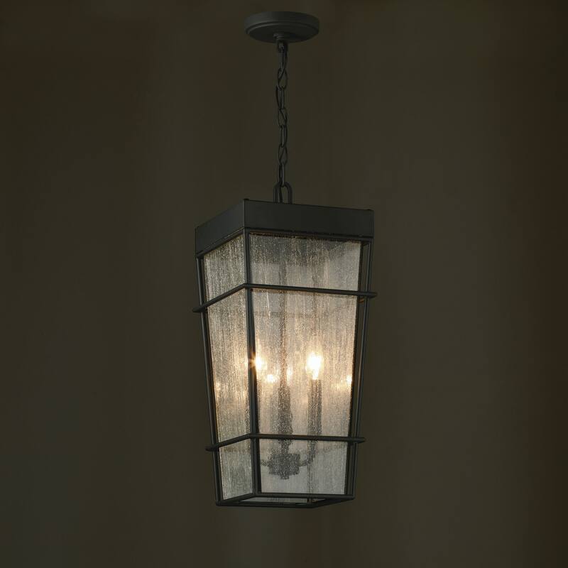 Acroma 3-Light Matte Black Outdoor Pendant Lantern