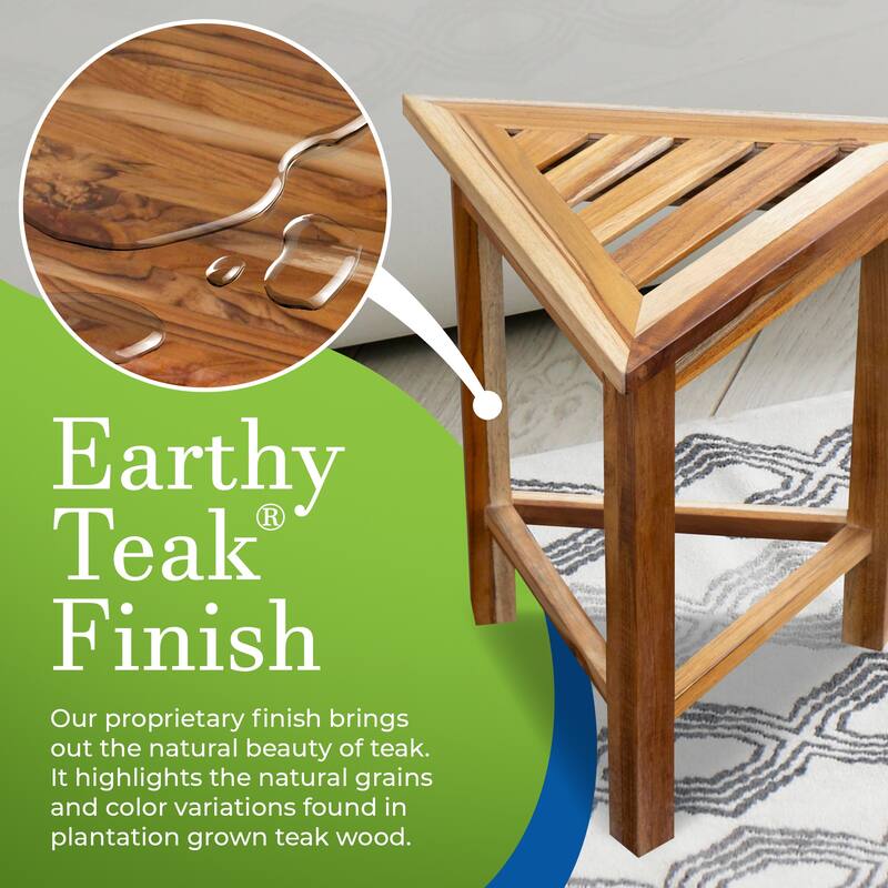 Corner EcoDecors EarthyTeak FlexiCorner Triangular Teak Modular Stool in EarthyTeak Finish