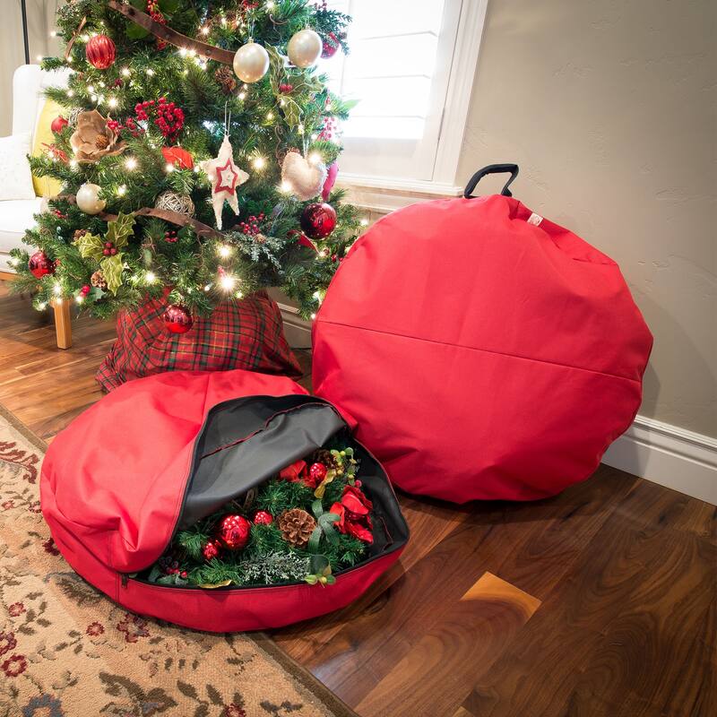 30 in. Hanging Christmas Wreath Storage Container
