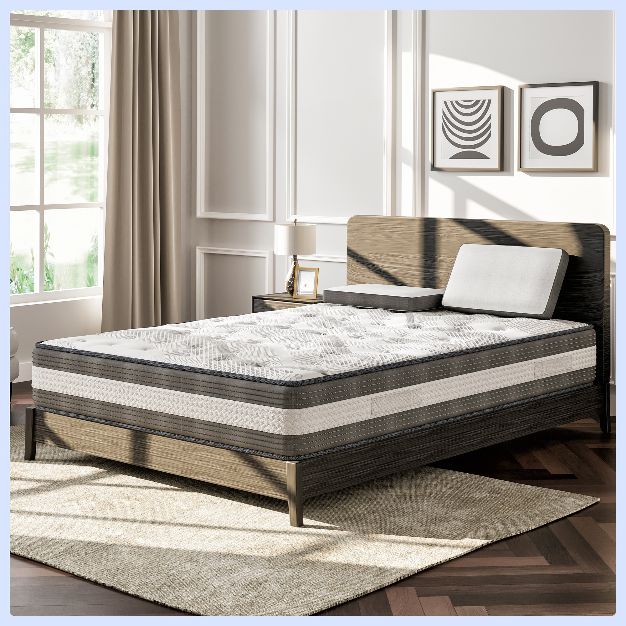Queen Size Mattress with White Fabric - Memory Foam 12 Inch - Bed 