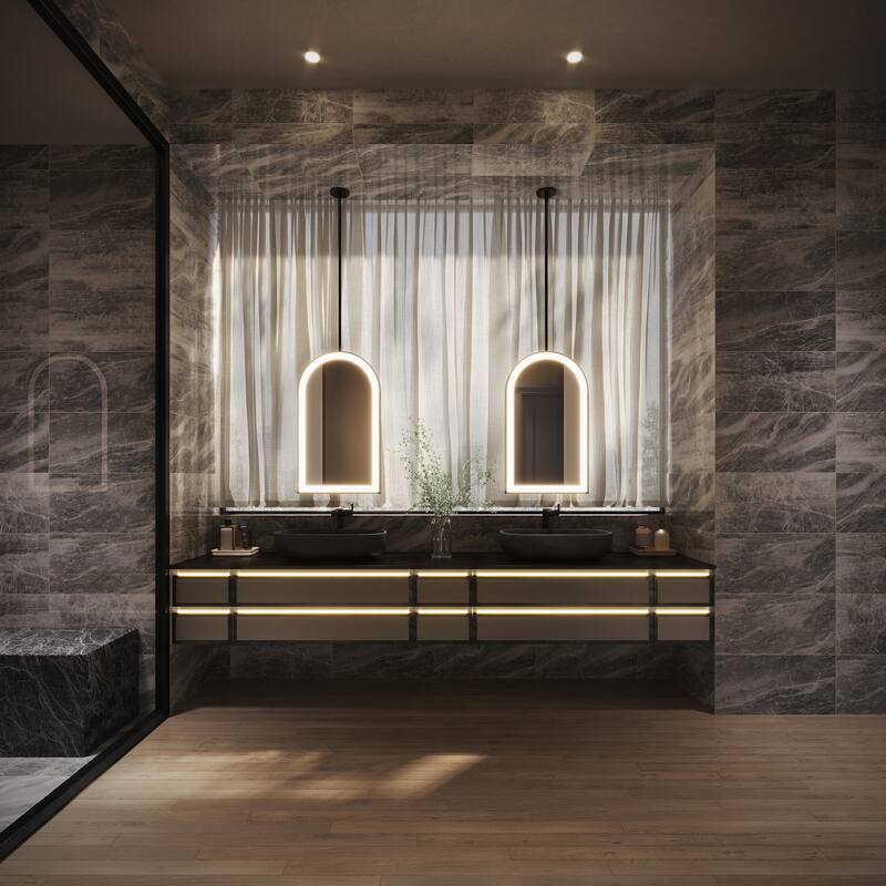 Robern YM2033APPFN3H Sculpt 19-1/4"W x 33"H Arched Flat Metal Framed