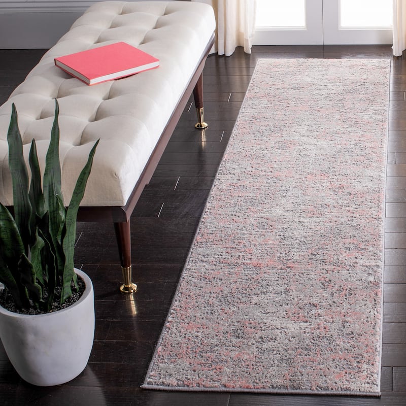 SAFAVIEH Meadow Georgette Modern Abstract Rug - 2' x 9' Runner - Grey/Pink