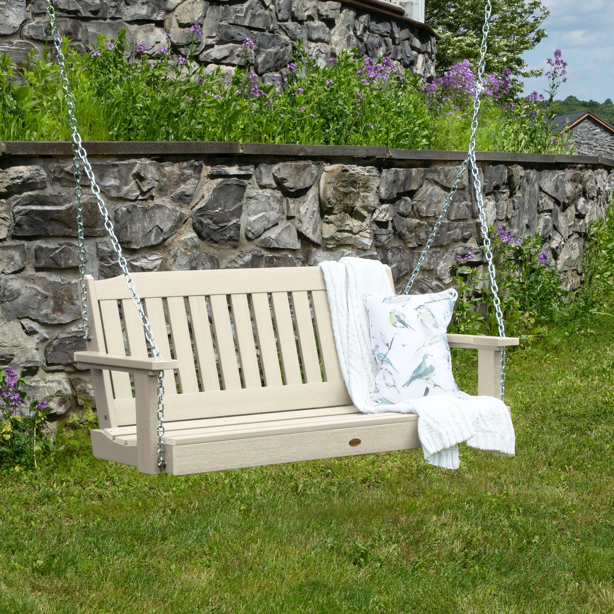 Highwood Lehigh 4 Foot Eco friendly Synthetic Wood Porch Swing