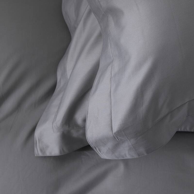 WHOLINENS Long Staple Cotton Sateen 400 TC Duvet Cover Set, Solid Color
