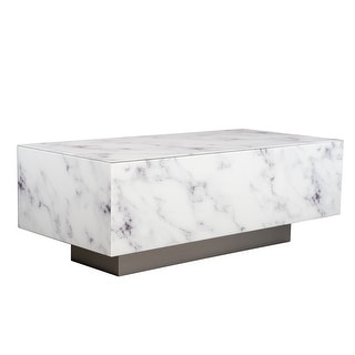 Statements By J Modern Lyla Marble Coffee Table, 50 Inch Long, White ...