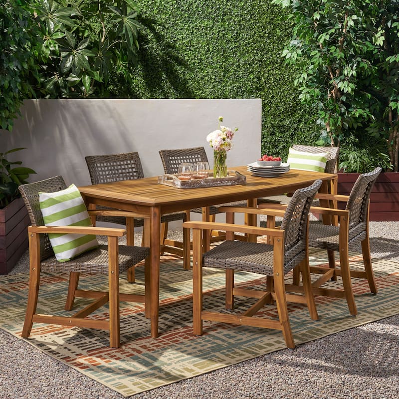 Botsford Outdoor 6 Seater Acacia Wood Dining Set by Christopher Knight Home
