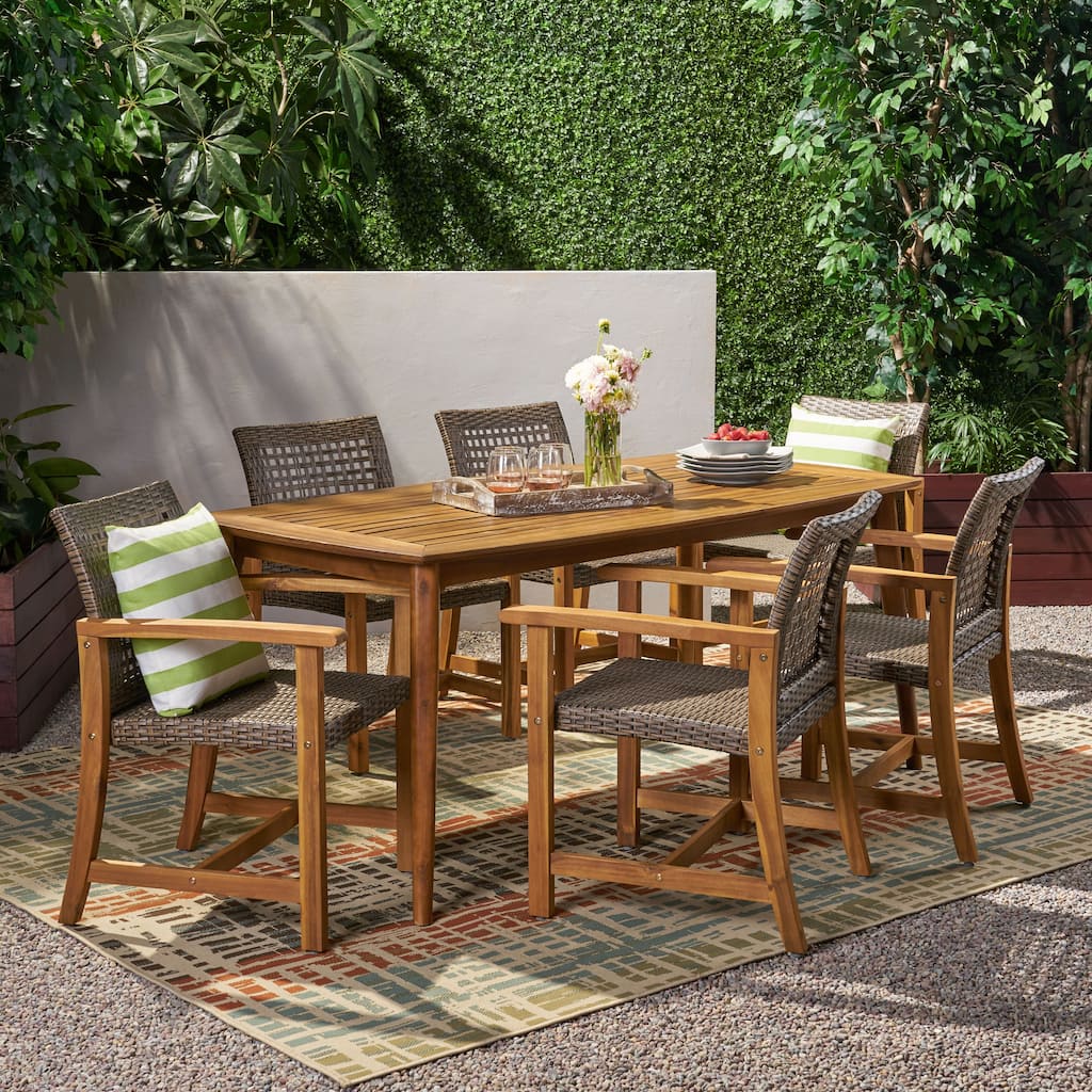 Botsford Outdoor 6 Seater Acacia Wood Dining Set by Christopher Knight Home