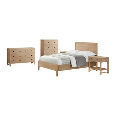Arden 5-Piece Bedroom Set with King Bed, Two 2-Drawer Nightstands with Open Shelf, 5-Drawer Chest, 6-Drawer Dresser