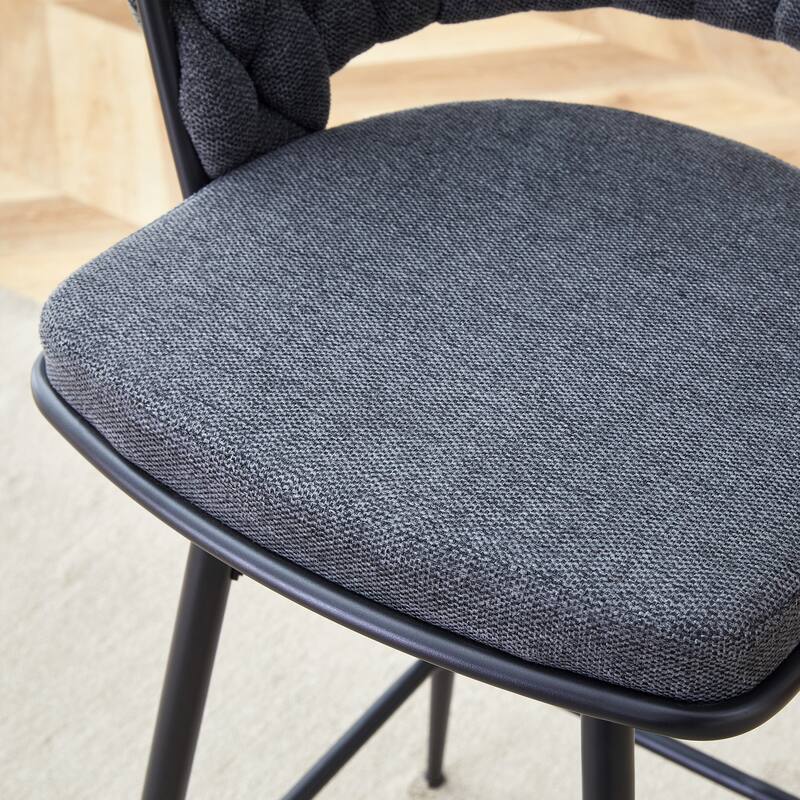 Set of 2 Swivel Bar Stools with Breathable Linen Cushions - Counter Height Stools for Kitchen Island, Dining or Pub
