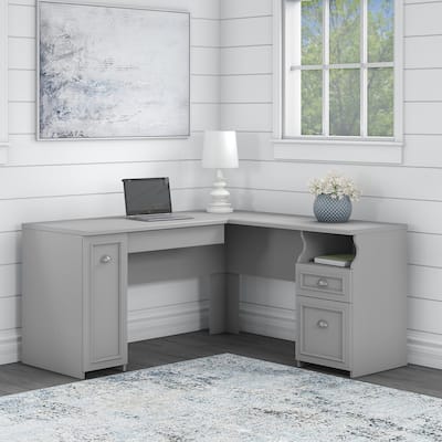 Fairview 60W L Shaped Desk with Drawers and Cabinet by Bush Furniture